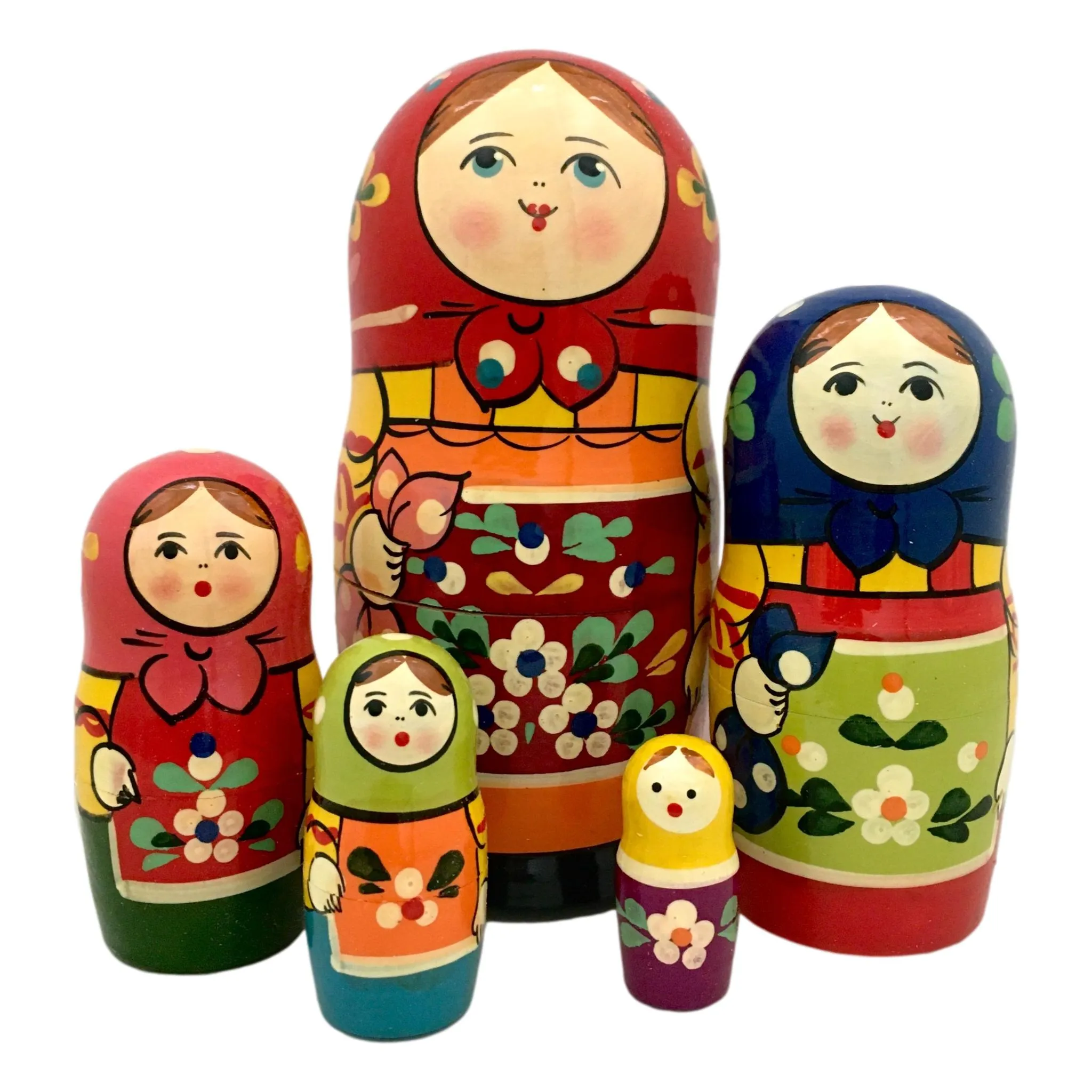 Red Scarf Russian Doll 5 Piece