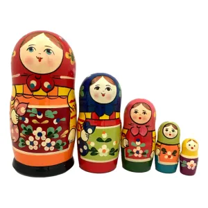 Red Scarf Russian Doll 5 Piece