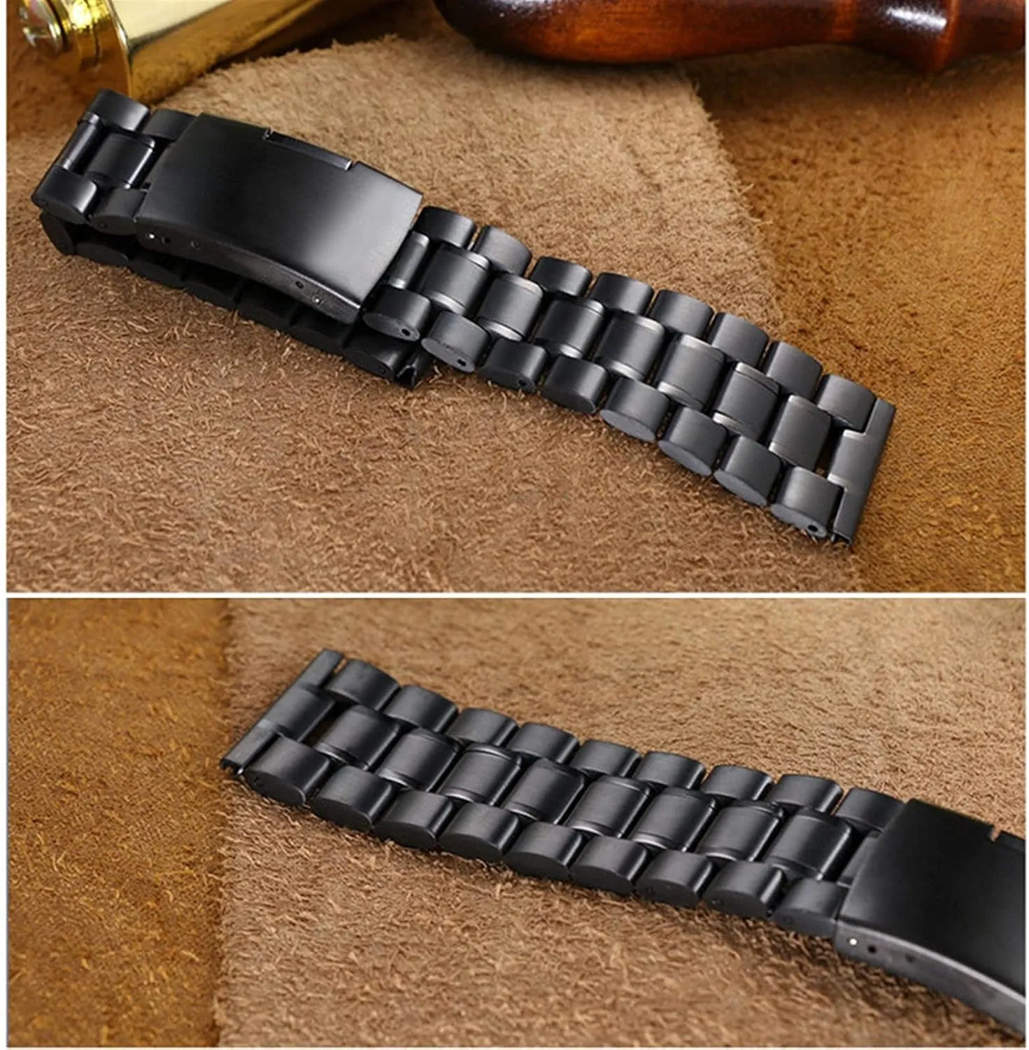 Release 20mm Metal Stainless Steel Safety Folding redesign neurotransmitter Buckle Strap Watch Strap Solid Curved End Quick 