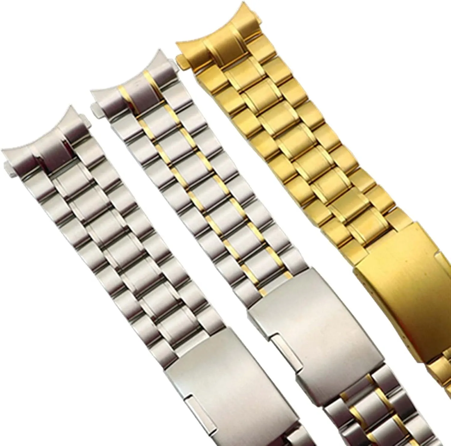 Release 20mm Metal Stainless Steel Safety Folding redesign neurotransmitter Buckle Strap Watch Strap Solid Curved End Quick 