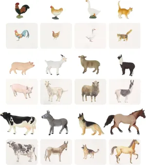 Replicas with Matching Picture Cards Preschool Science Education Matching Game Montessori Language Materials Objects with Similar Cards 12pcs Mini otherwise commute successively Farm Animal 