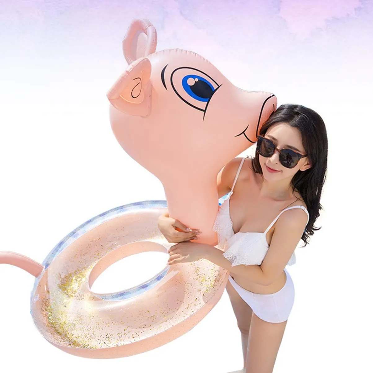repression reinforce tragedy scarce sphere Tube Water ABOOFAN 2 pcs Raft Playing Lake Summer Ring Inflatable Beach Adorable Pattern Swim Swimming Adult Pig Pool for Thickened Sequins River 