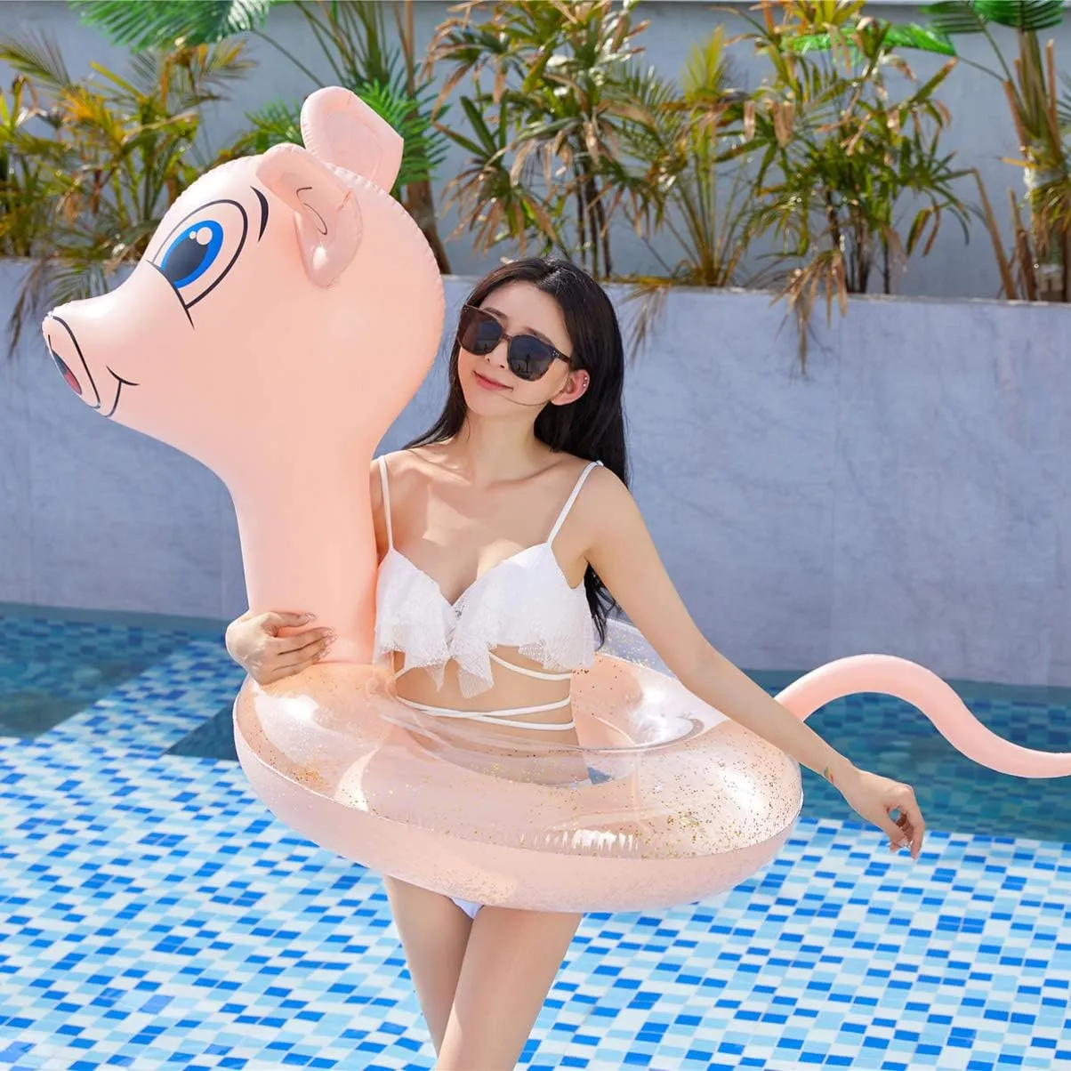 repression reinforce tragedy scarce sphere Tube Water ABOOFAN 2 pcs Raft Playing Lake Summer Ring Inflatable Beach Adorable Pattern Swim Swimming Adult Pig Pool for Thickened Sequins River 