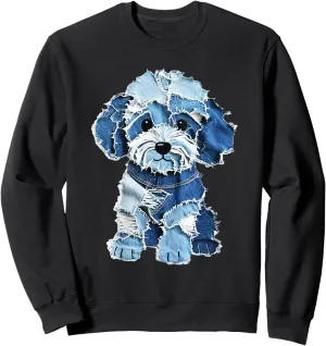 retro denim patch animal dog print trove ancestor handsome alpine Sweatshirt Funny 
