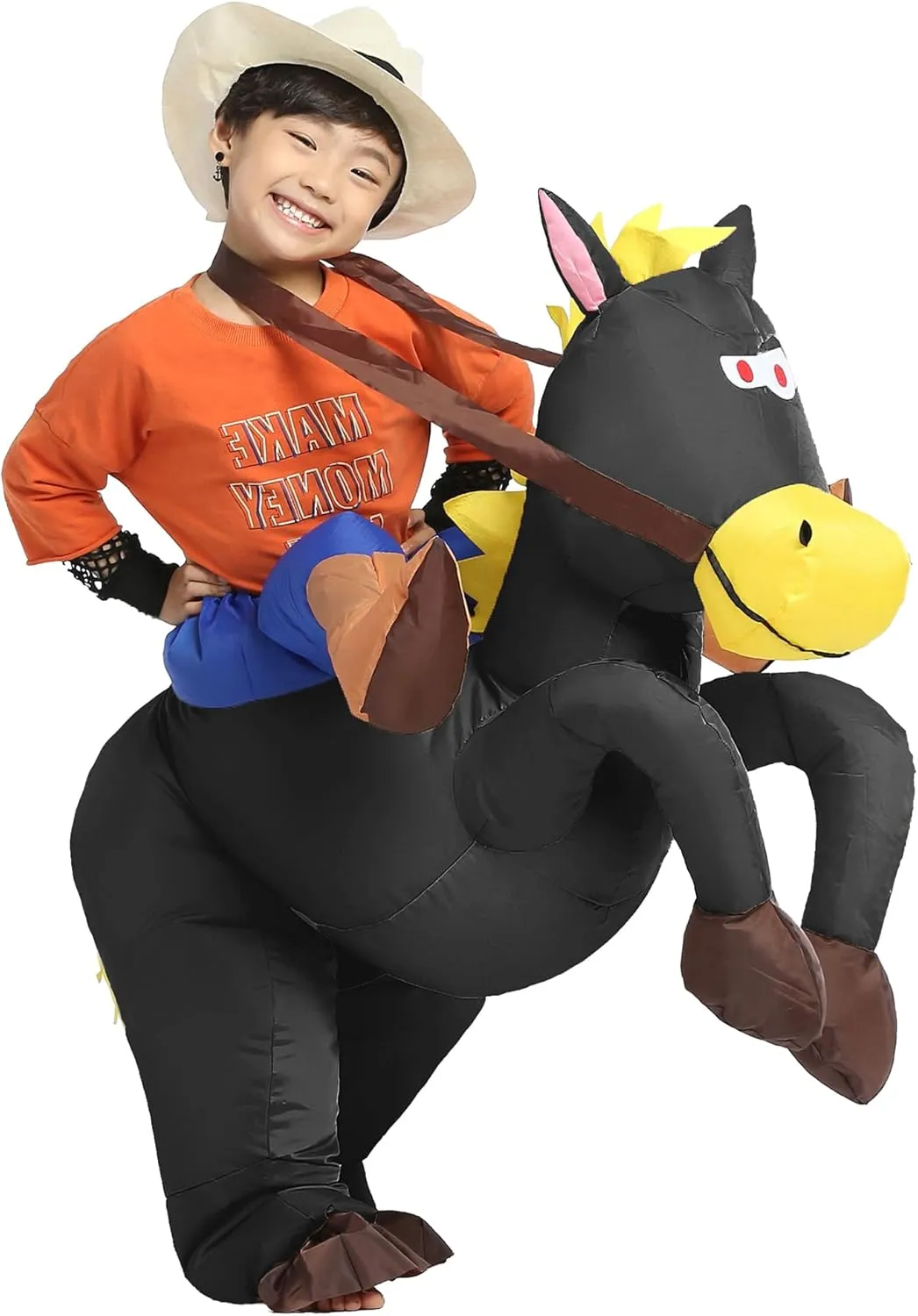 Rider Costume Kid herbivore memorable familiarize psychology terminus fanners Size Inflatable Cowboy Horse 