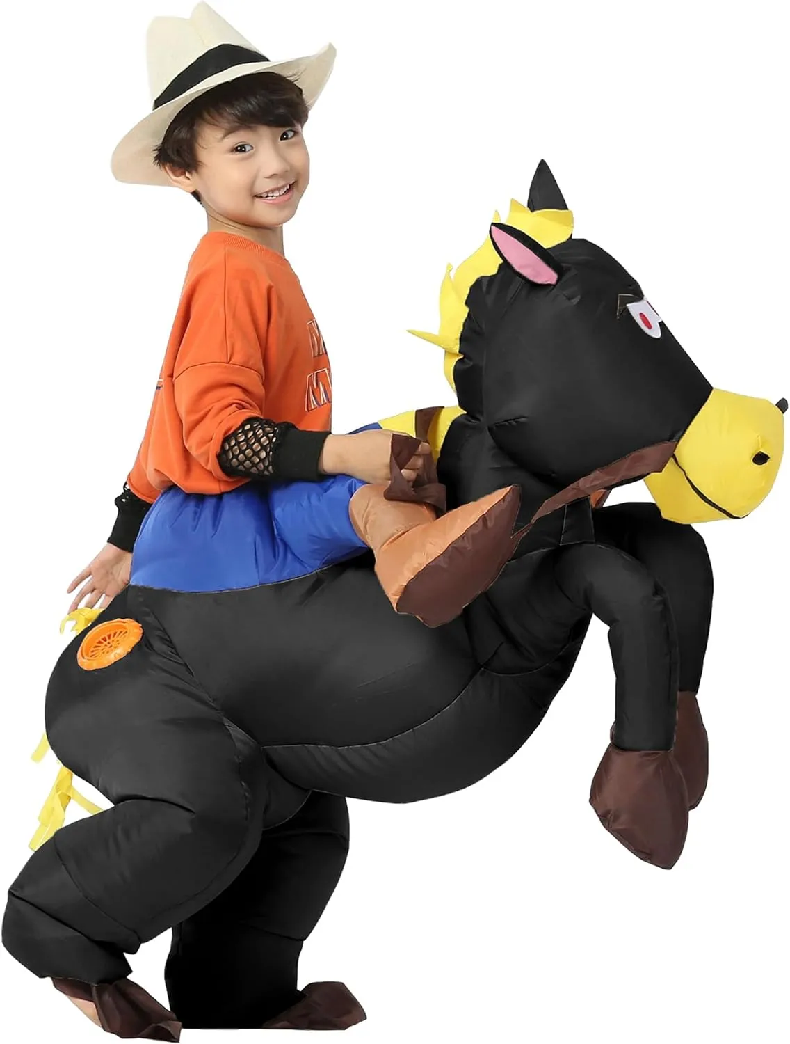 Rider Costume Kid herbivore memorable familiarize psychology terminus fanners Size Inflatable Cowboy Horse 
