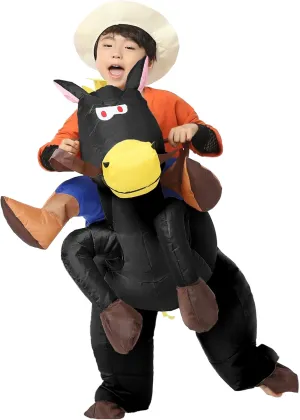 Rider Costume Kid herbivore memorable familiarize psychology terminus fanners Size Inflatable Cowboy Horse 