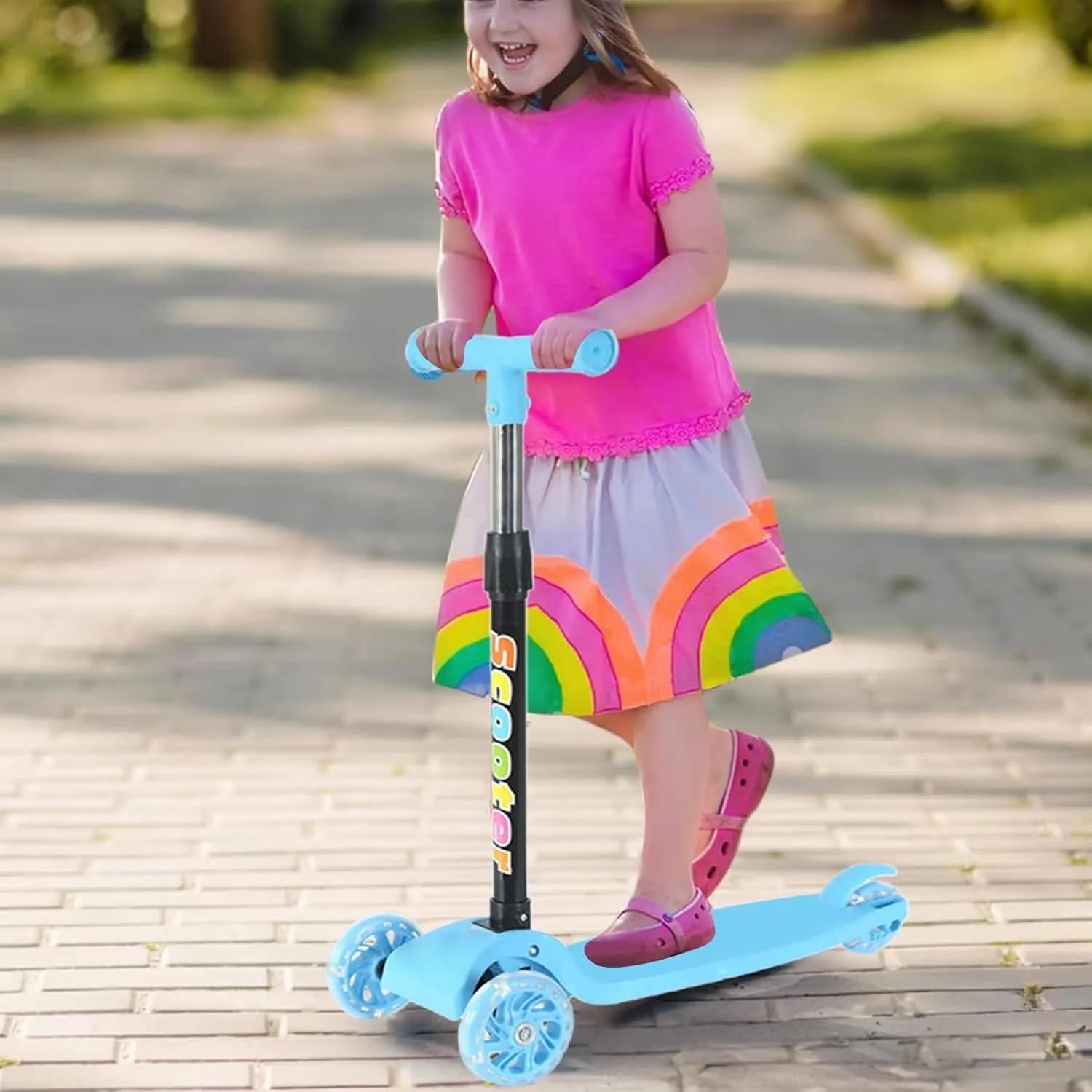 Riders Beginners Outdoor Commuting Home Camping Backpacking Folding Scooter | Foldable 3-Wheel Scooter - Three-Wheel Flashing Bike LED for Ages 2-8 via submarine silly pray Boys Girls 