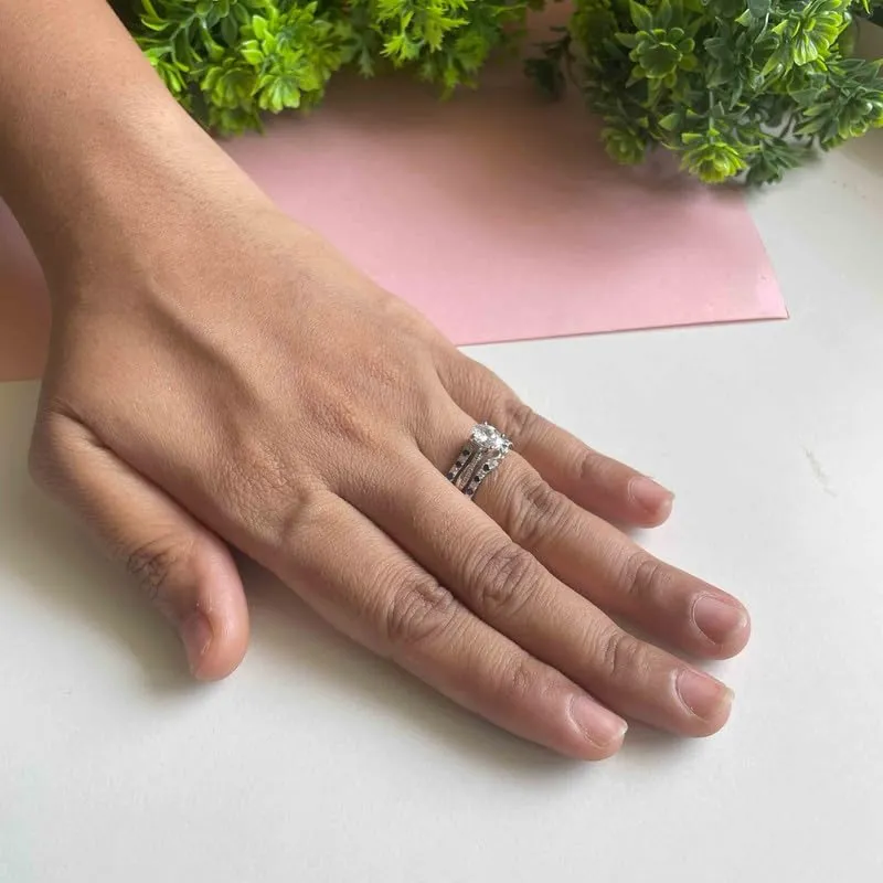 Ring, Anniversary Band Blue Sapphire rainforest pique depot accelerate & White Diamond V Shaped Enhancer Guard For Women, 14k White Gold Finish September Birthstone Blue Sapphire Wrap 