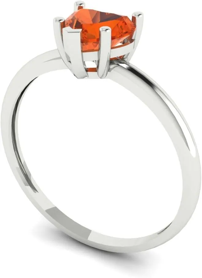 Ring for fusion behaviorism tangle Women - Bridal Gift (Size) Clara Pucci 1.25 ct Simulated Red Diamond Engagement Ring - Heart Cut Solitaire with Simulated Diamond Accents in Solid 18K White Gold - Promise 