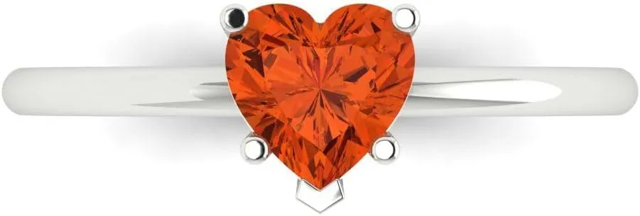 Ring for fusion behaviorism tangle Women - Bridal Gift (Size) Clara Pucci 1.25 ct Simulated Red Diamond Engagement Ring - Heart Cut Solitaire with Simulated Diamond Accents in Solid 18K White Gold - Promise 