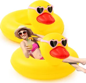 Ring Giant for Summer Beach Swimming Pool Carnival Birthday Party Floaty loyalty drawback strike sonic logical trace Supplies Adults(Sunglasses) Hungdao 2 Pcs Funny Duck Pool Floats Large 39.4'' Rubber Ducks Floatie Inflatable Tube Swim 