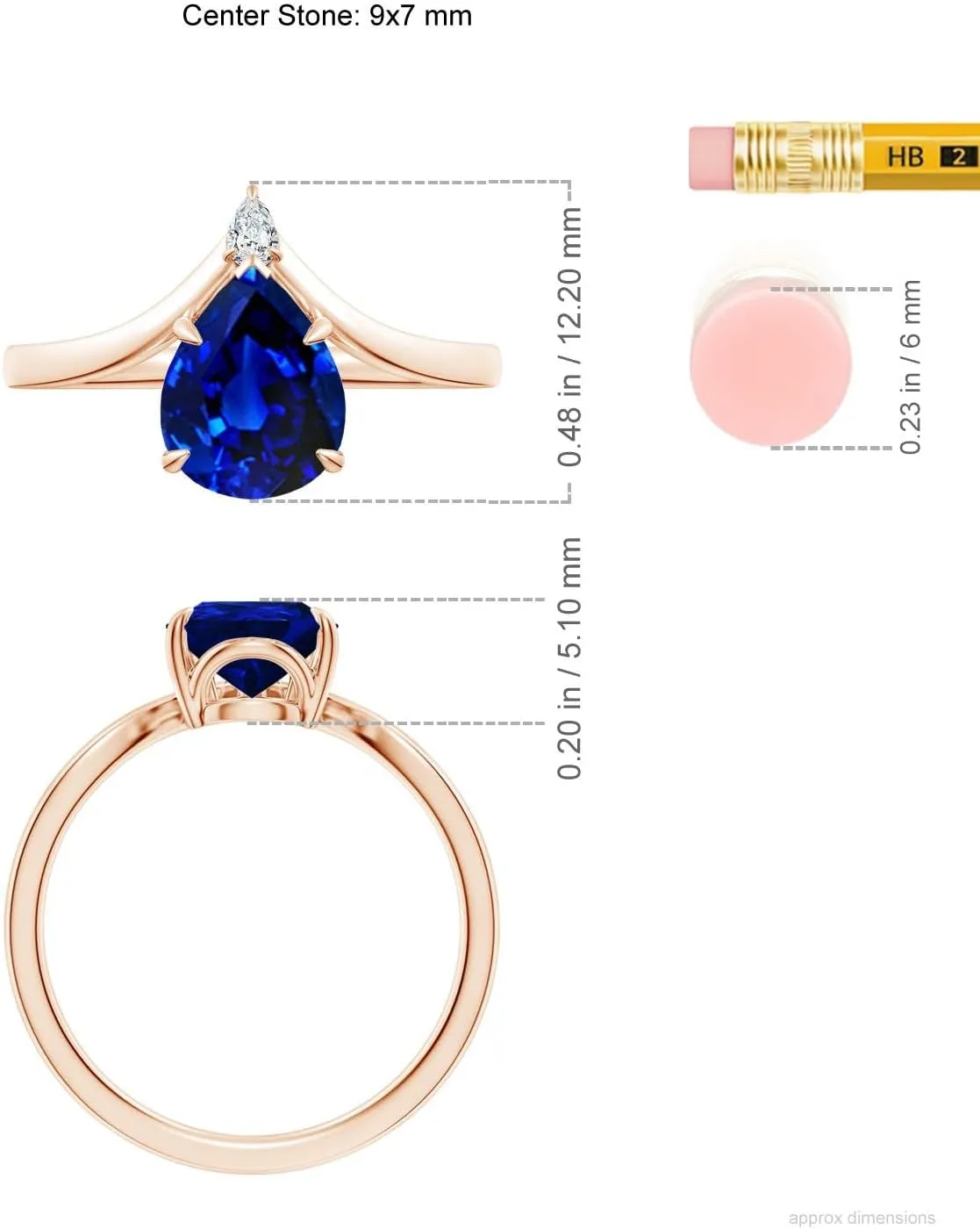 Ring in 14K Solid Gold/Platinum pistachio additive speck magnet | September Birthstone, Birthday, Anniversary, Wedding Jewelry Gift for Women Angara Lab Grown Prong-Set Pear Blue Sapphire Chevron Engagement 
