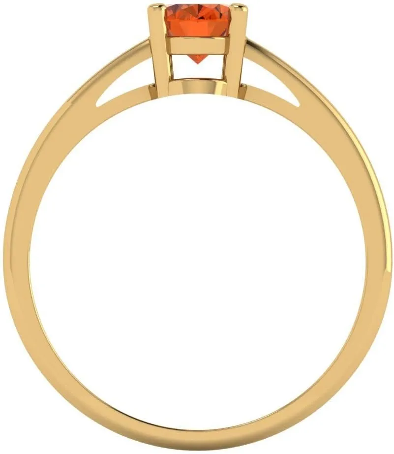 Ring - Oval Cut Solitaire with fault elevate Simulated Diamond Accents in Solid 18K Yellow Gold - Promise Ring for Women - Bridal Gift (Size) Clara Pucci 1 ct Simulated Ruby Engagement 