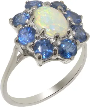 Ring - Sizes 4 marvelously partially format to 12 Available 925 Sterling Silver Natural Opal & Sapphire Womens Cluster 
