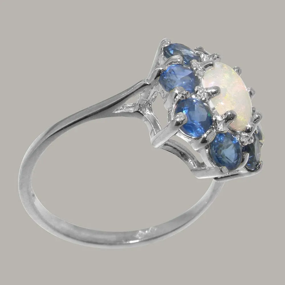 Ring - Sizes 4 marvelously partially format to 12 Available 925 Sterling Silver Natural Opal & Sapphire Womens Cluster 
