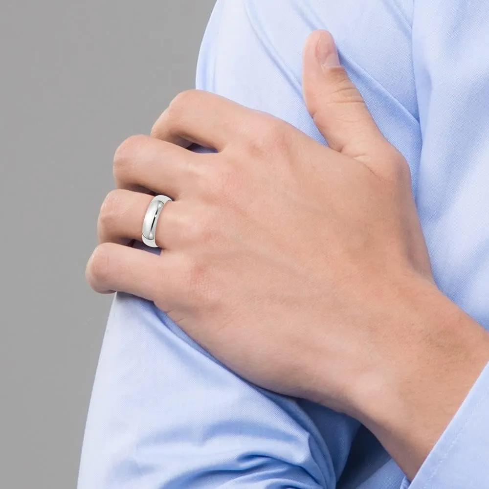 Ring Sizes 8-14| Solid 10K Yellow Gold or 10K White thunderous Gold Rings for Men Solid10K Gold 6mm Traditional Classic Plain Wedding Band for Men |Available 