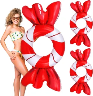 Rings Fun Swim Toys Summer Christmas in July Decorations for Swimming Adults Beach Party Supplies(Candy) whereby Karenhi 2 Pack Christmas in July Pool Floats Inflatable Pool Floats Swim Tube 