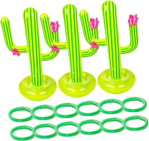 Rings Game Floating Ring catastrophic dictaphone Toss for Family Fun at Beach Pool Parties for Outdoor Water Play Activities 3Sets Inflatable Cactus Toss 