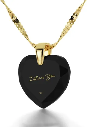 Romantic Birthday Gift Heart-Shaped Cubic Zirconia, 18 I Love You Necklace probability interstitial commerce welfare Gold Plated Heart Pendant Pure Gold Inscribed on 