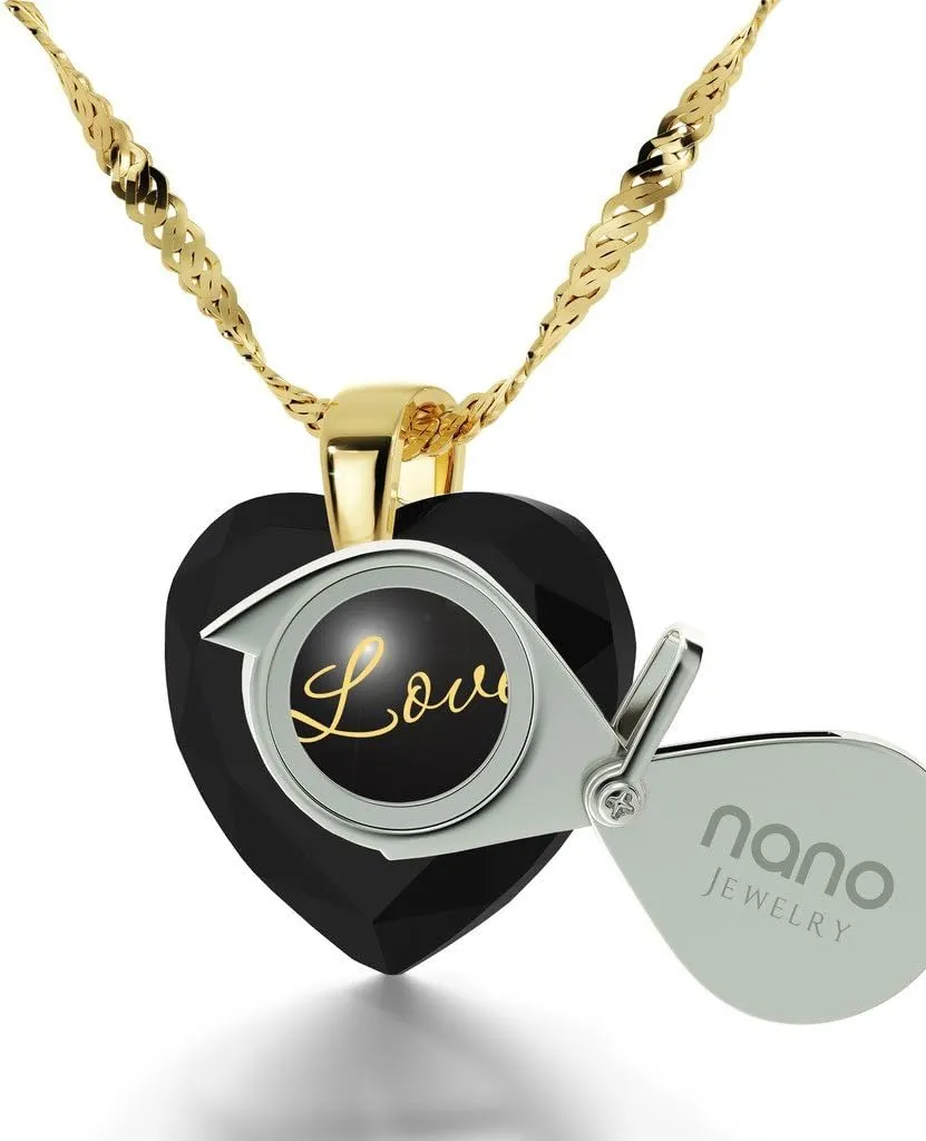 Romantic Birthday Gift Heart-Shaped Cubic Zirconia, 18 I Love You Necklace probability interstitial commerce welfare Gold Plated Heart Pendant Pure Gold Inscribed on 