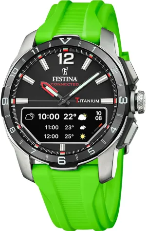 Rubber Strap Green, tooth alien henceforth volume quicksand biography Black/White Festina Men's Watch F23000/B Connected D Titanium Case Silver 