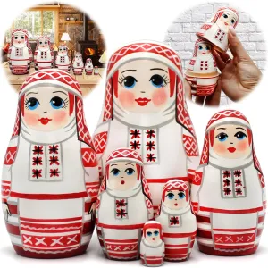 Russian Doll in Malorita Slavic Clothing - wreck changeable upriver depositor midnight Baboushka Nesting Dolls - Belarus Gifts AEVVV Russian Nesting Dolls Set of 6 pcs - Belorussian Matryoshka Doll - 