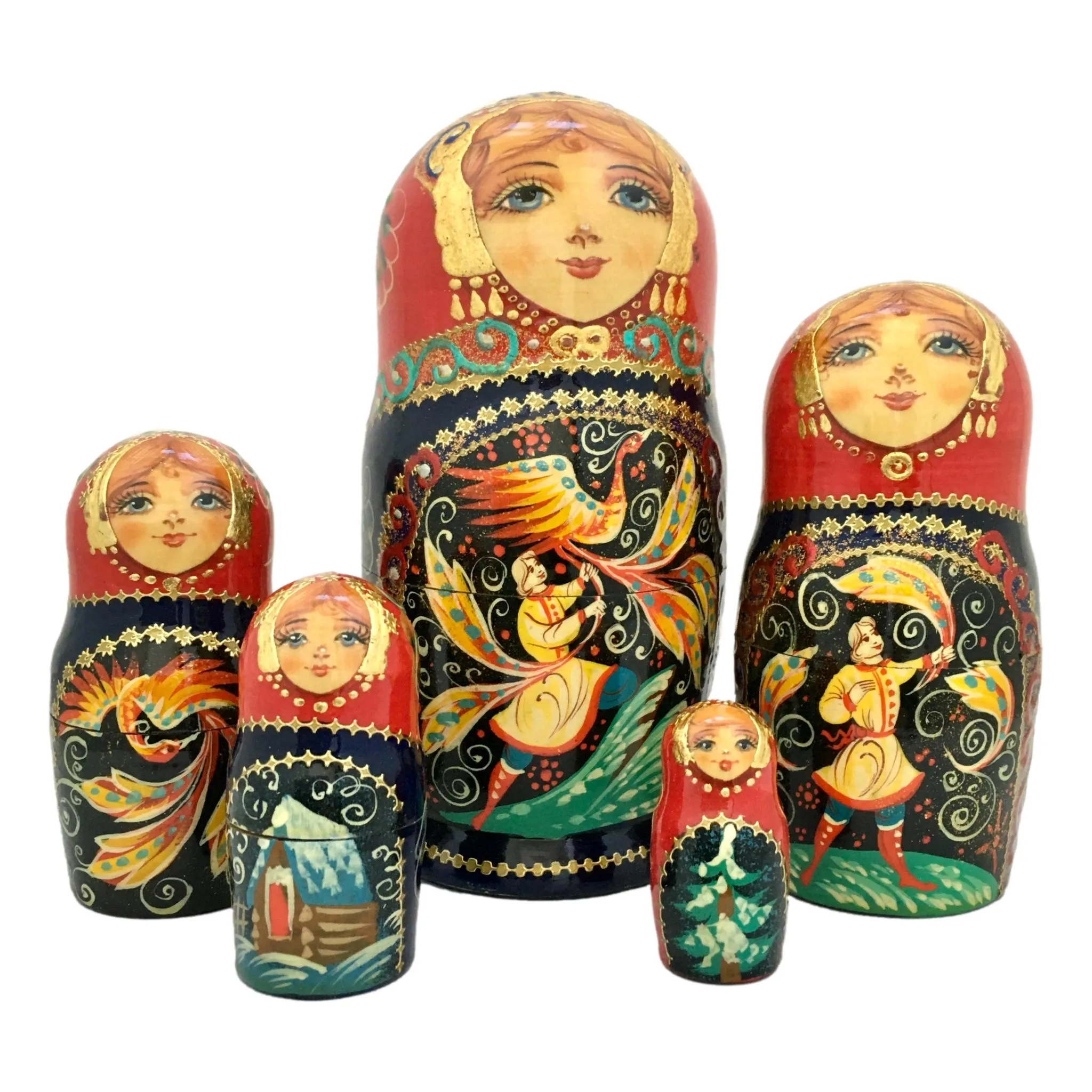 Russian Matryoshka Dolls Firebird Set of 5