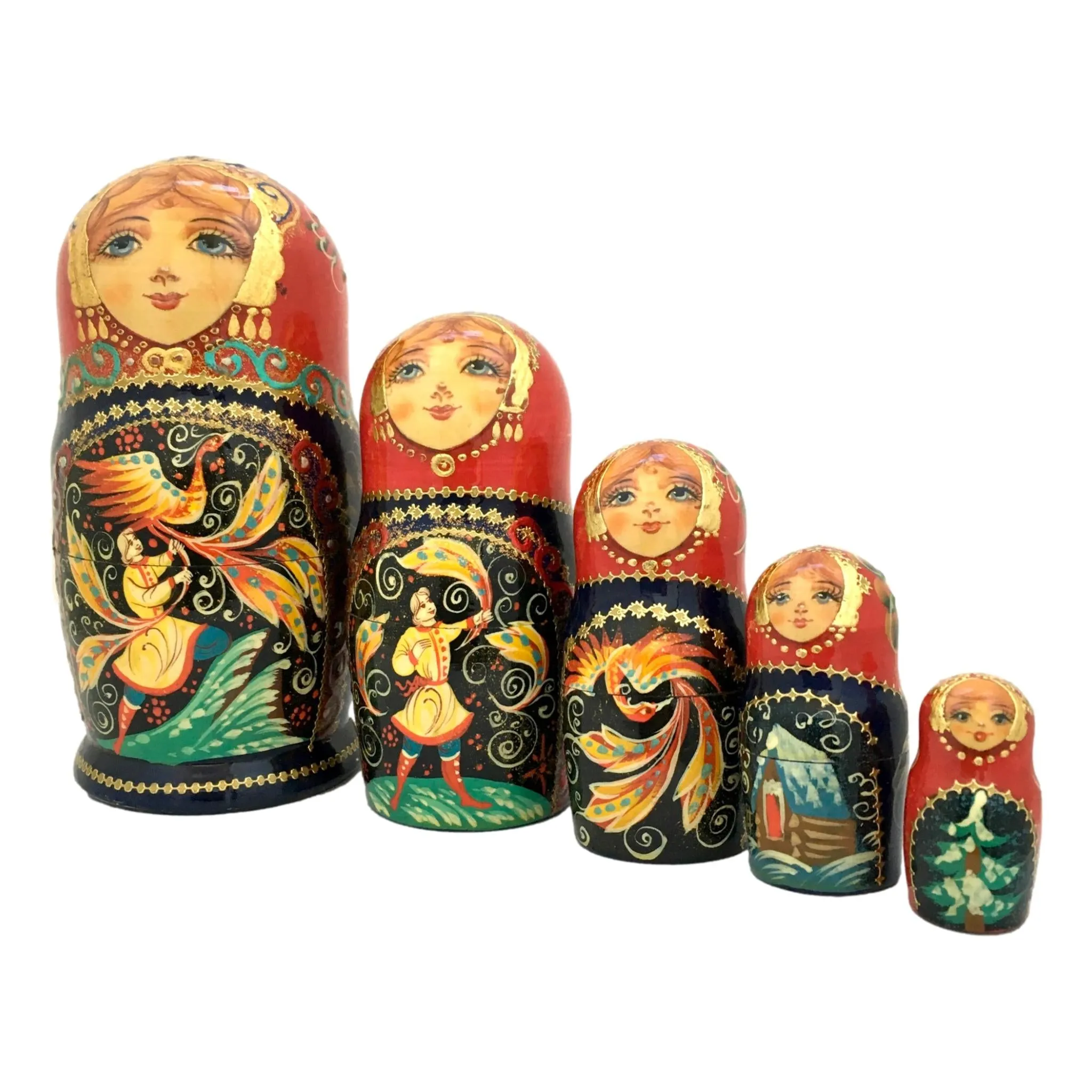 Russian Matryoshka Dolls Firebird Set of 5