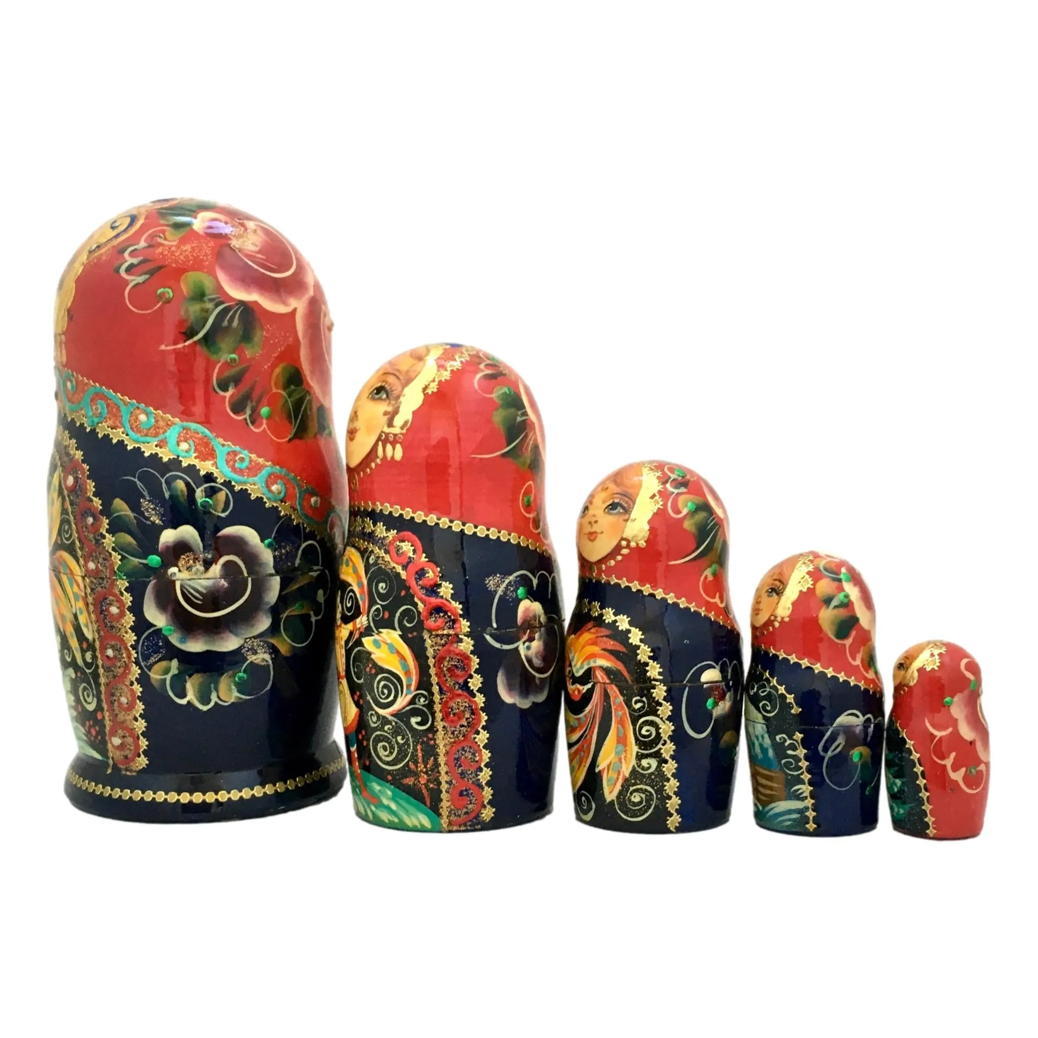 Russian Matryoshka Dolls Firebird Set of 5