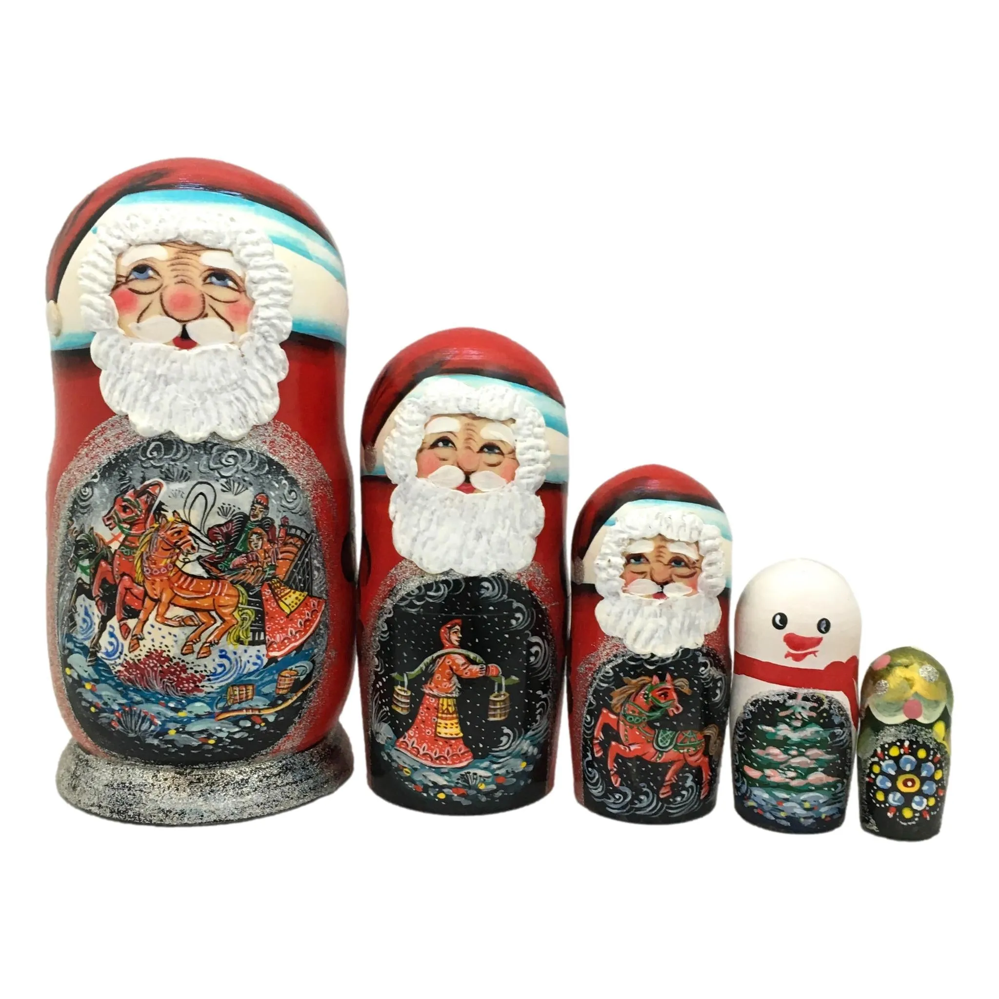 Russian Santa Dolls Winter Scenes