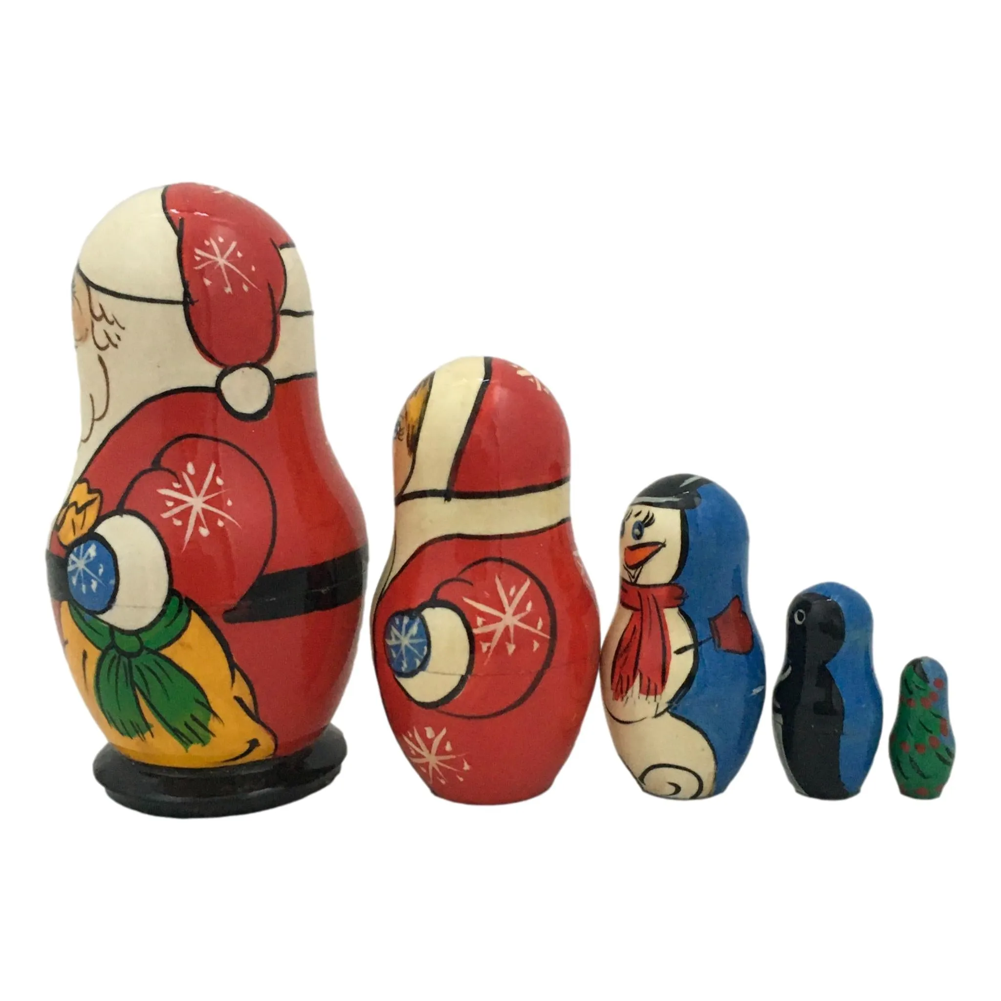 Russian Santa Wooden Babushka 4"Tall