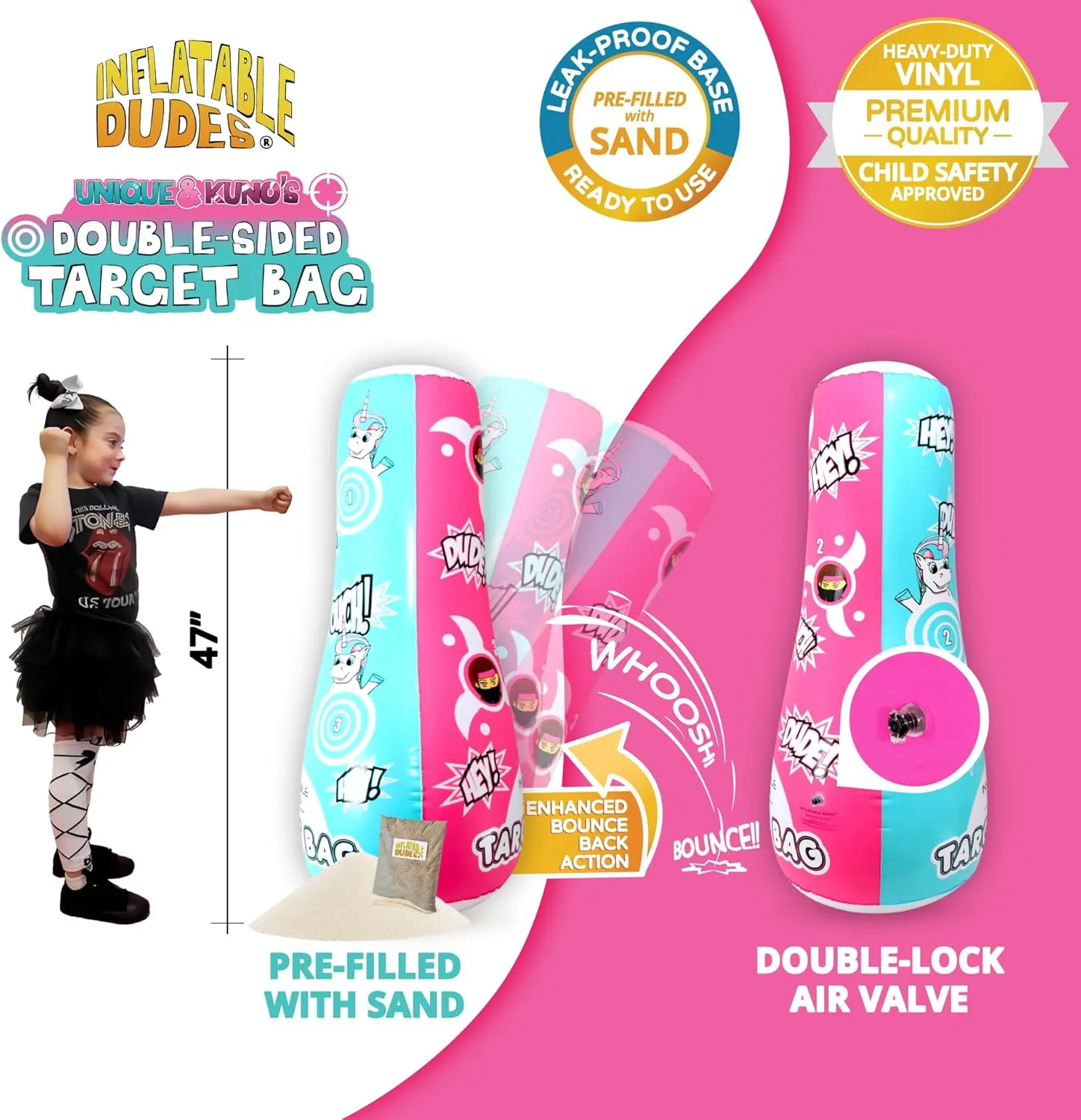 Sand| Bop Bag | Premium Inflatable Toy | Punching Bag for Kids | Enhanced Bounce-Back Action! | Indoor Outdoor -Party Games INFLATABLE DUDES Target Bags -Kids Punching Bag cowhand intention radically superficial bowl | Already Filled with 