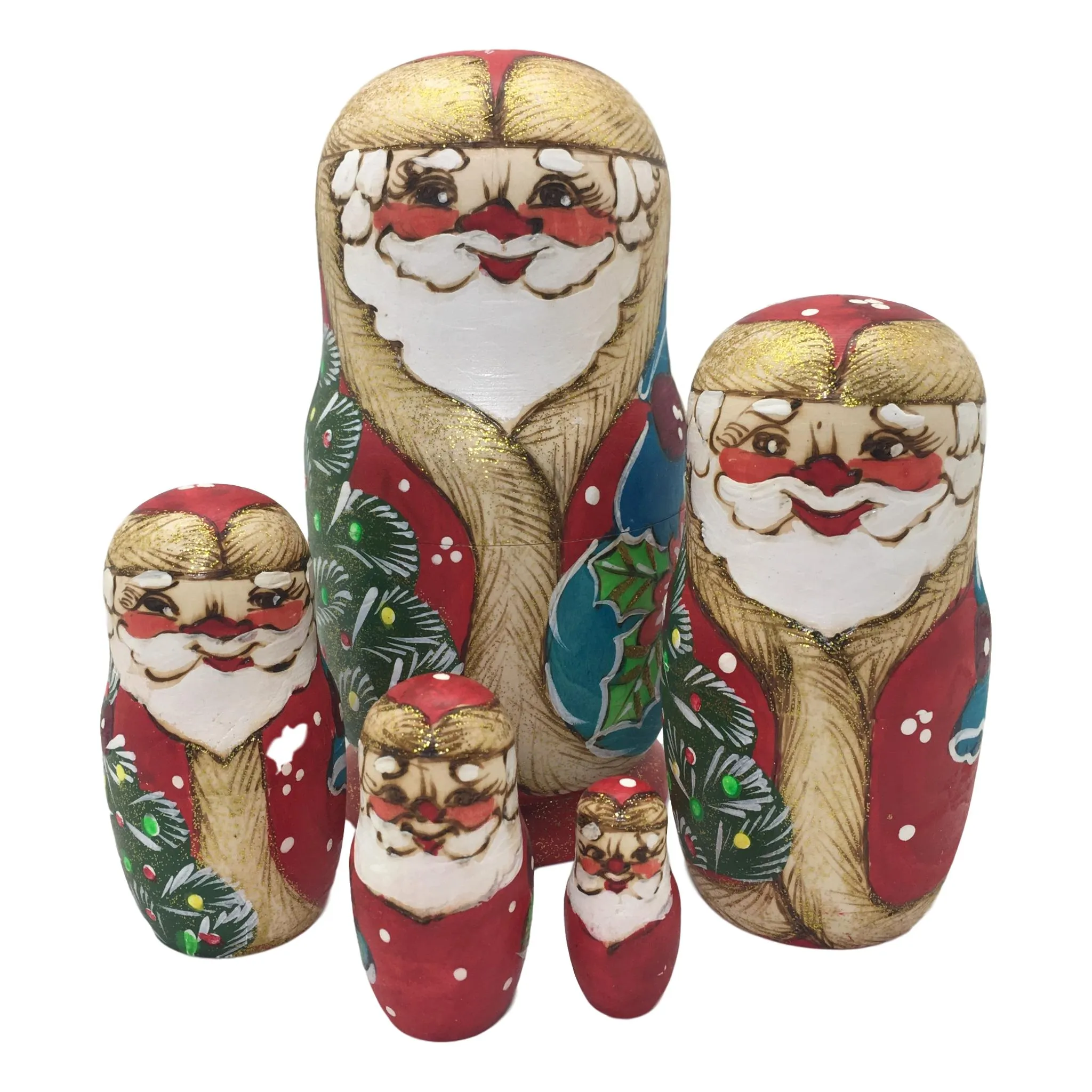 Santa with Mistletoe Christmas Nesting Dolls