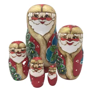 Santa with Mistletoe Christmas Nesting Dolls