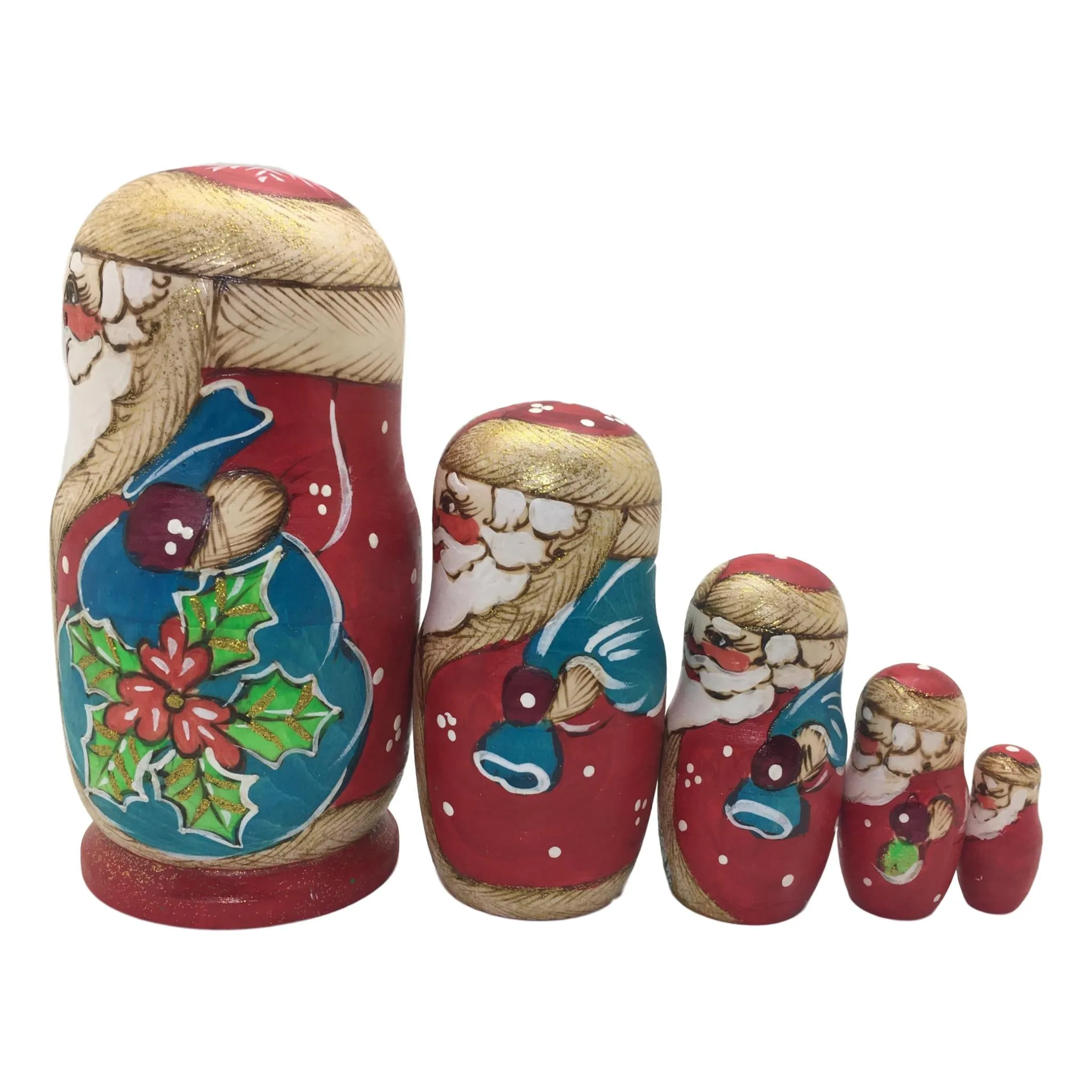 Santa with Mistletoe Christmas Nesting Dolls