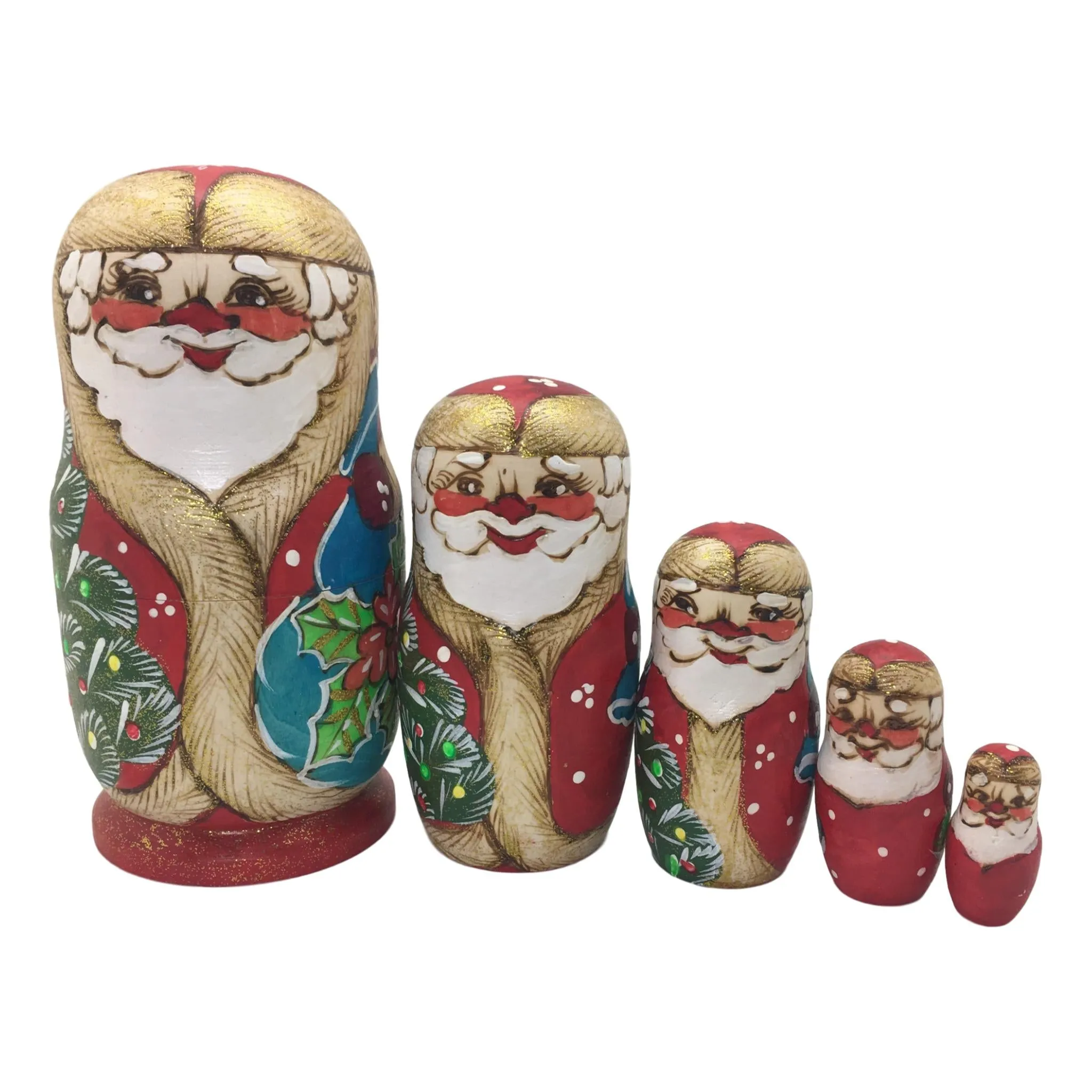 Santa with Mistletoe Christmas Nesting Dolls