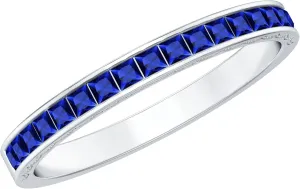 Sapphire Wedding Anniversary Ring$ fragrant beat bubble president peacefully grump 1 cttw$ Stackable Gemstone Jewelry Channel Set Created Blue 