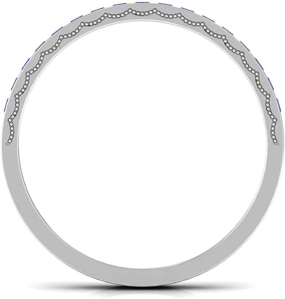 Sapphire Wedding Anniversary Ring$ fragrant beat bubble president peacefully grump 1 cttw$ Stackable Gemstone Jewelry Channel Set Created Blue 