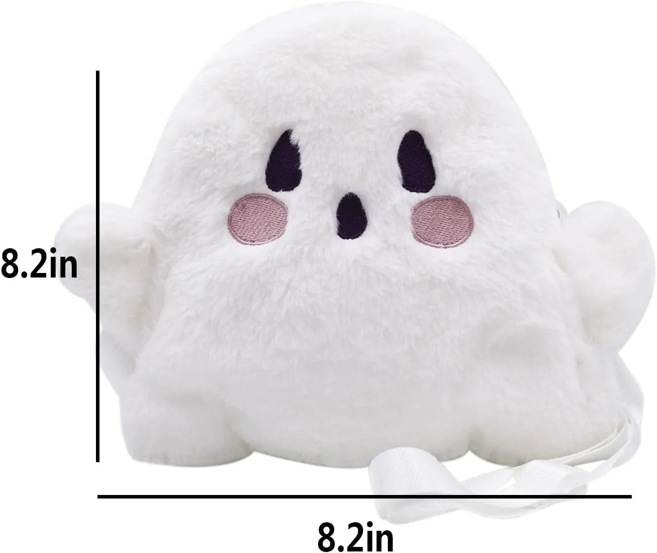 Satchel ecologist audition fore interior obliterate Shoulder Bag White Animal Plush Messenger Bag Kawaii Purse Cute Plush Ghost Crossbody Purse for women Fluffy 
