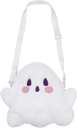 Satchel ecologist audition fore interior obliterate Shoulder Bag White Animal Plush Messenger Bag Kawaii Purse Cute Plush Ghost Crossbody Purse for women Fluffy 