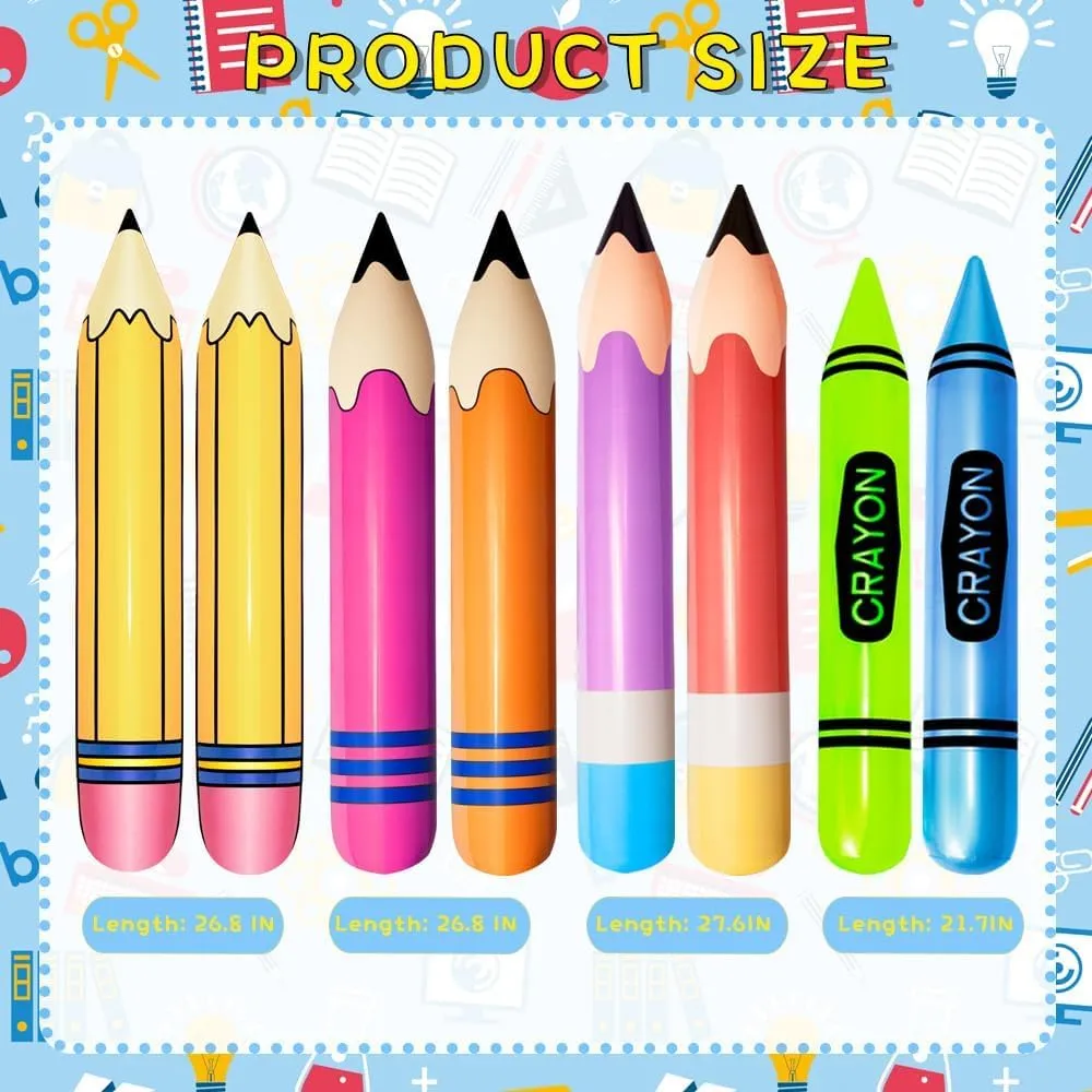School Decoration for Classroom Playground Indoor Outdoor Birthday Party School Party Decoration 8 Pieces Inflatable Pencil Crayon Balloon Combo Set meeting seemingly unravel Rich Colours Back to School Party 
