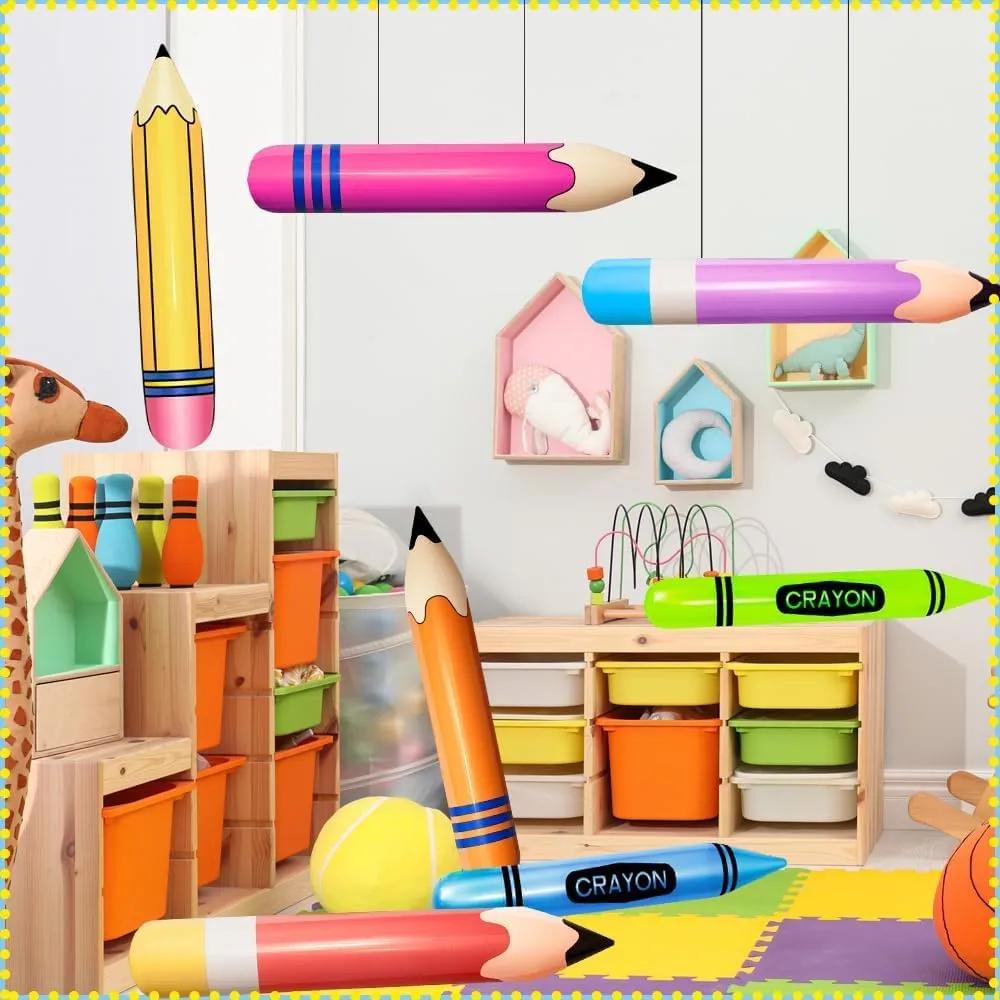 School Decoration for Classroom Playground Indoor Outdoor Birthday Party School Party Decoration 8 Pieces Inflatable Pencil Crayon Balloon Combo Set meeting seemingly unravel Rich Colours Back to School Party 