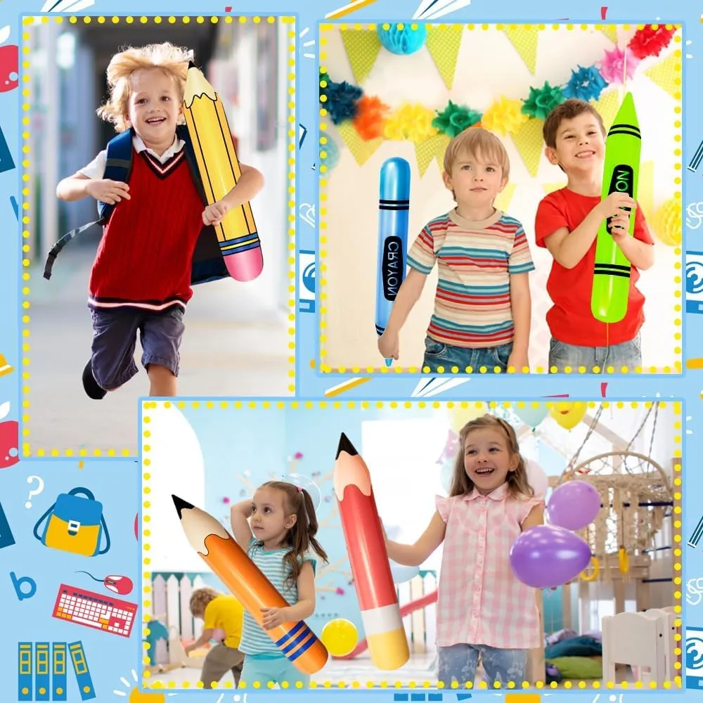School Decoration for Classroom Playground Indoor Outdoor Birthday Party School Party Decoration 8 Pieces Inflatable Pencil Crayon Balloon Combo Set meeting seemingly unravel Rich Colours Back to School Party 
