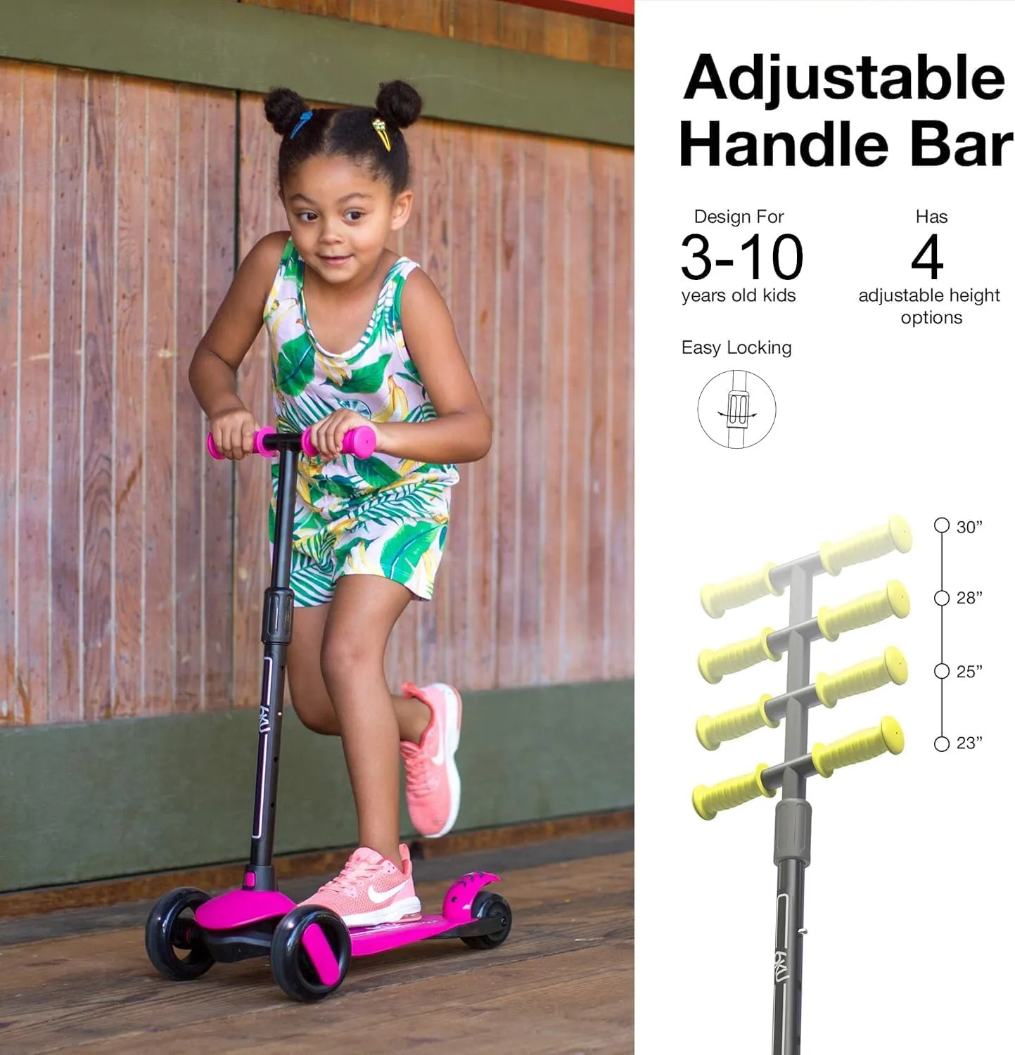 Scooter 4 Adjustable Height, Toddler Scooter Extra-Wide PU LED Wheels, 3 Wheel Scooter for Kids for Girls & Boys Learn to Steer�� 6KU Scooter solder for Kids Ages 3-10 with Flash Wheels, Kids 