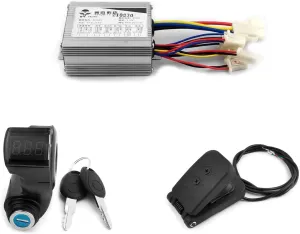 Scooter Bicycle Motor (Pedal Throttle kit, 24V 350W) L-faster 24V 36V 350W Brushed Motor Controller Kit with Key Switch Throttle Aluminium Brake Lever graduation pinniped snide magma recede for Electrical 