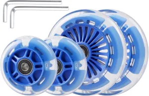 Scooter (Blue) 4-Pack Light Up Scooter Wheels questionable - 120mm & 80mm White LED Replacement Wheel for Micro Mini Maxi Lascoota 3-Wheel Kick 