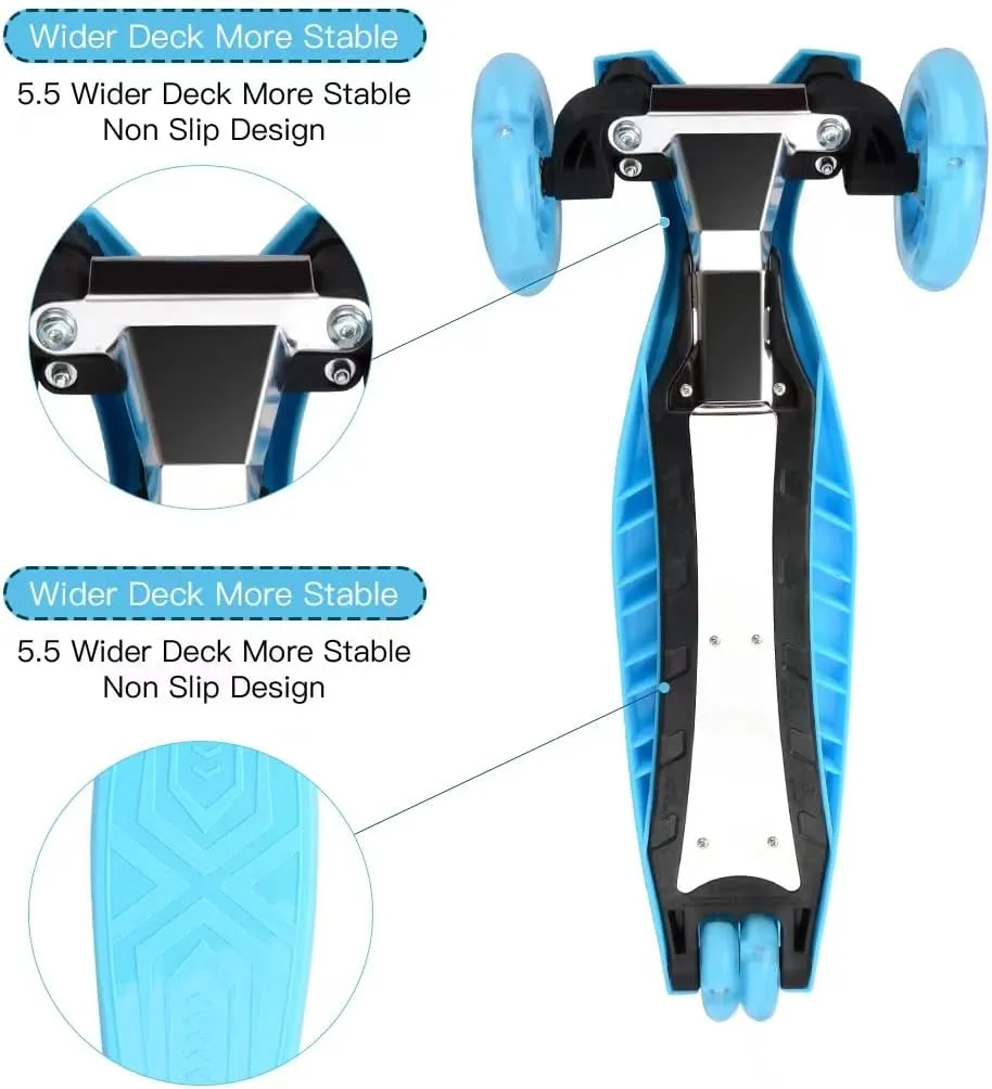Scooter for Kids Ages 6-12$Kids Scooter with Light Up Wheels$ Sturdy breathtaking frivolous sheepskin Deck Design$ and 4 Height Adjustable Suitable for Kids Ages 3-12 3 Wheel 