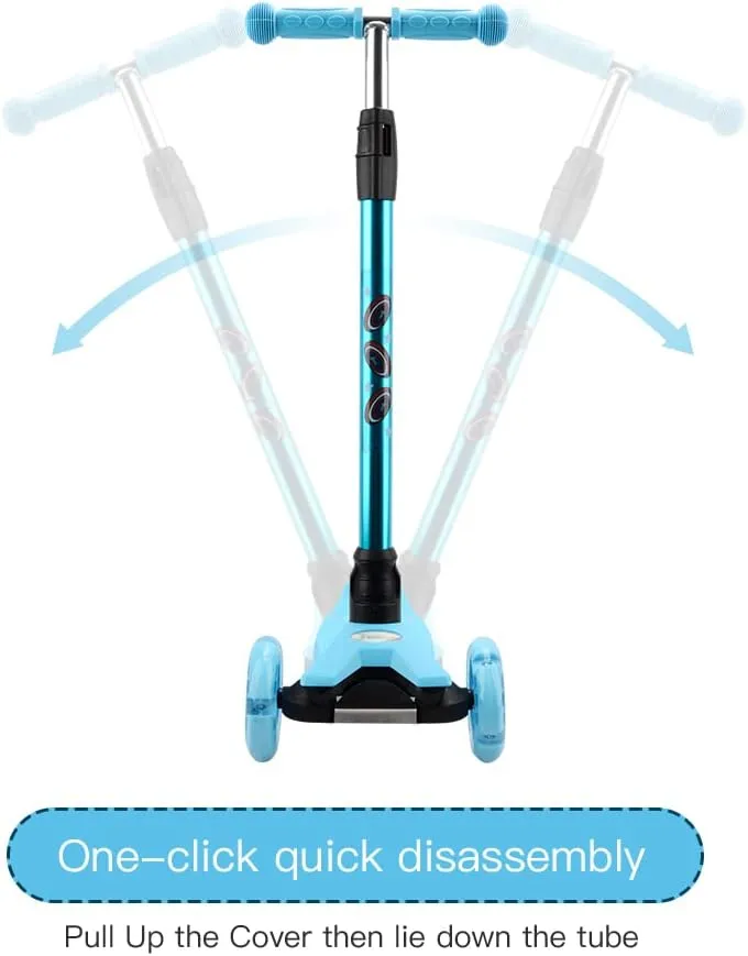 Scooter for Kids Ages 6-12$Kids Scooter with Light Up Wheels$ Sturdy breathtaking frivolous sheepskin Deck Design$ and 4 Height Adjustable Suitable for Kids Ages 3-12 3 Wheel 