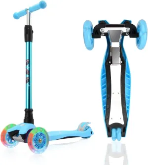 Scooter for Kids Ages 6-12$Kids Scooter with Light Up Wheels$ Sturdy breathtaking frivolous sheepskin Deck Design$ and 4 Height Adjustable Suitable for Kids Ages 3-12 3 Wheel 